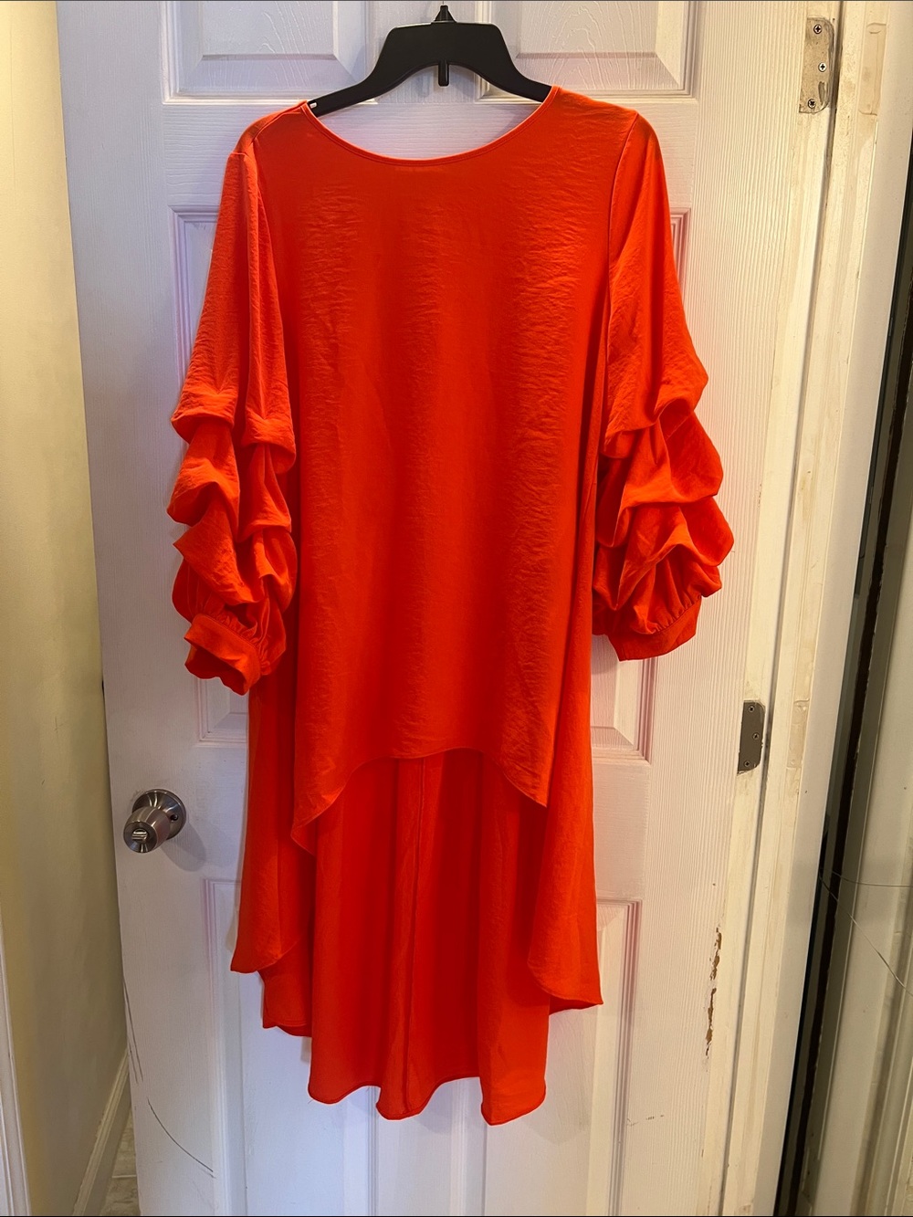 Patrizia Luca Bright Orange Ruffle Sleeve Tunic